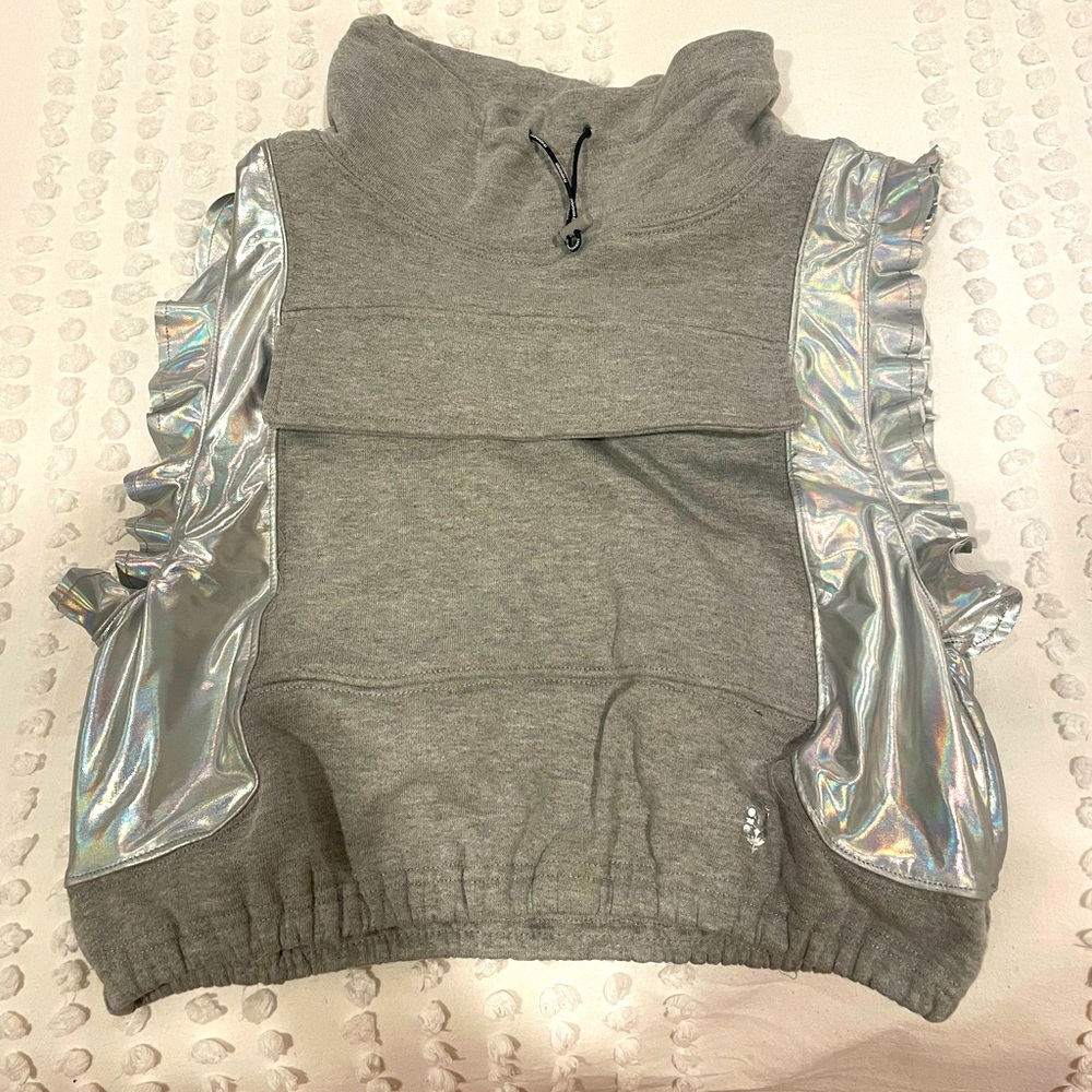 FP Free People Movement Cropped Sweatshirt Vest with Ruffle Sleeve